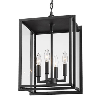 4 Light Outdoor Pendant, Natural Black