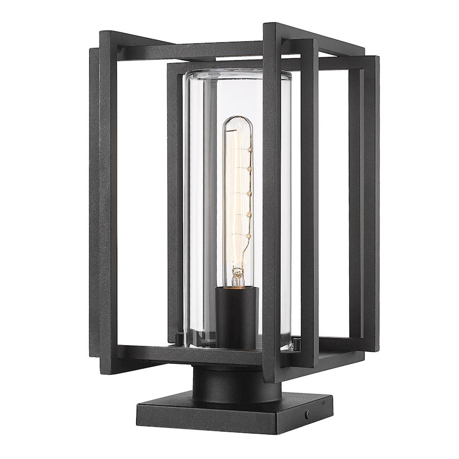 Golden Lighting Tribeca 1-Light Outdoor Pier Mount, Black/Clear