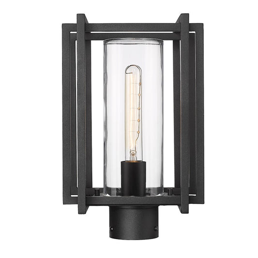 Golden Lighting Tribeca 1-Lt Outdoor Post Light, Black/Clear - 6071-OPSTNB-CLR