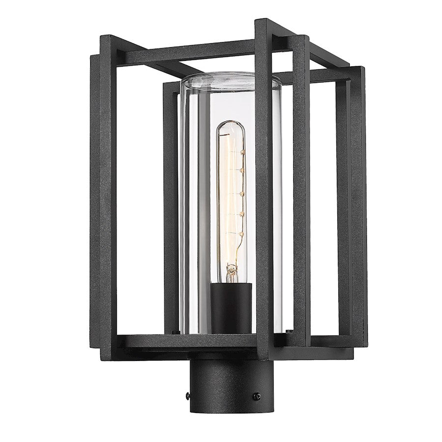 Golden Lighting Tribeca 1-Lt Outdoor Post Light, Black/Clear