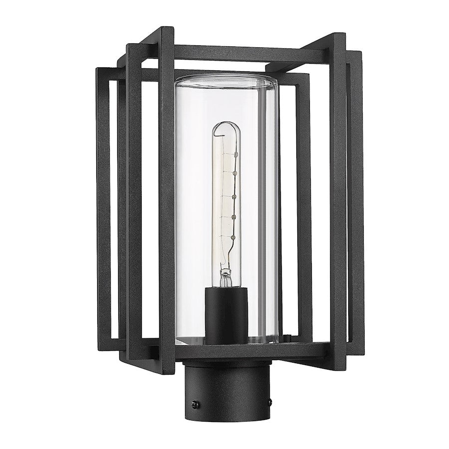 Golden Lighting Tribeca 1-Lt Outdoor Post Light, Black/Clear