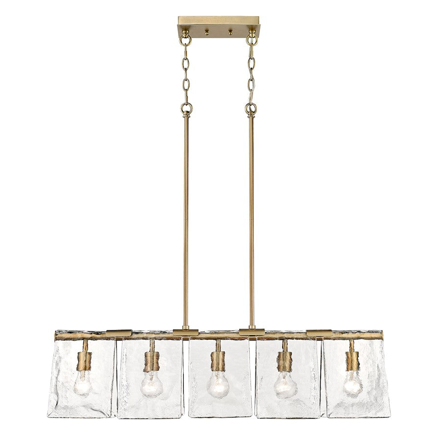 Golden Lighting Serenity 5-Light Linear Pendant, Brass/Water - 6072-LPMBS-HWG