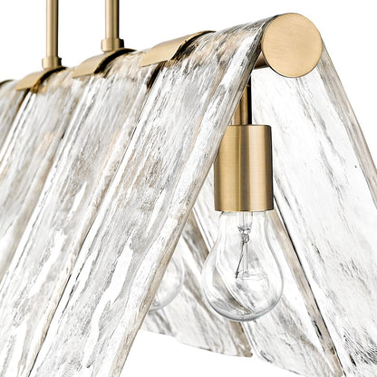 5 Light Linear Pendant, Brass/Water