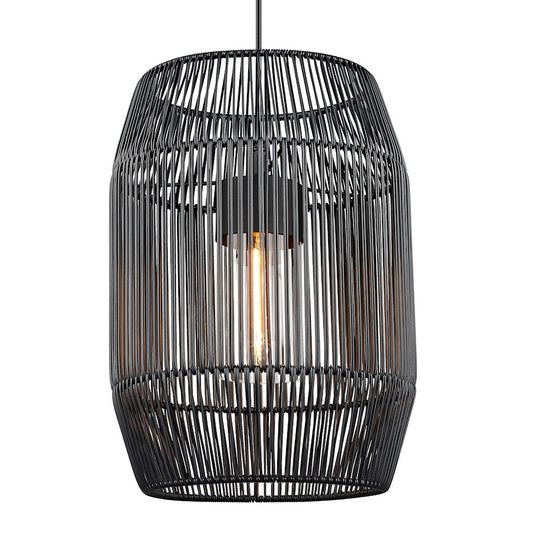 Golden Lighting Seabrooke 1-Light Outdoor Pendant, Black/Black - 6073-O1PNB-BCW