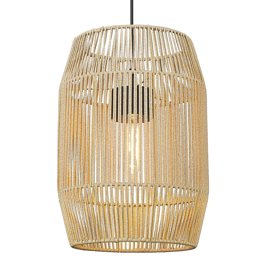 Golden Lighting Seabrooke 1 Light Outdoor Pendant, Natural Black - 6073-O1PNB-SS