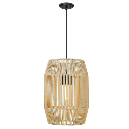 1 Light Outdoor Pendant, Natural Black