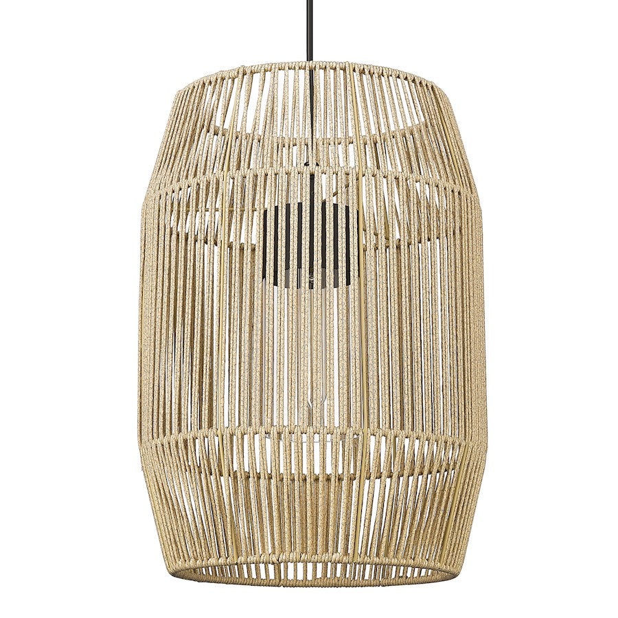 1 Light Outdoor Pendant, Natural Black