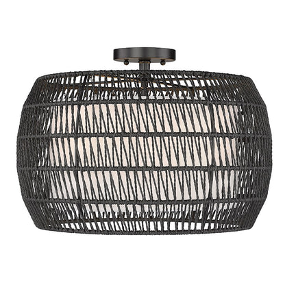 Golden Lighting Everly 4-Light Semi Flush Mount, Black/Black - 6805-4SFBLK-MBR