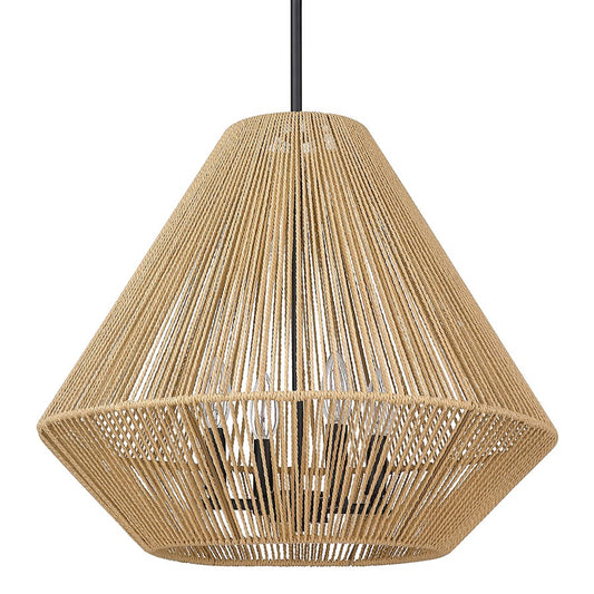 Golden Lighting Valentina 4 Light Pendant, Matte Black/Natural - 6937-4PBLK-NR