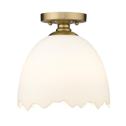 Golden Lighting Brinkley 1 Light Semi-Flush, Bronze/Porcelain