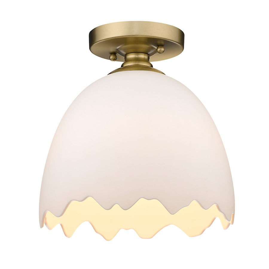 Golden Lighting Brinkley 1 Light Semi-Flush, Bronze/Porcelain