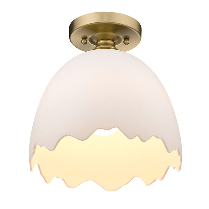 Golden Lighting Brinkley 1 Light Semi-Flush, Bronze/Porcelain