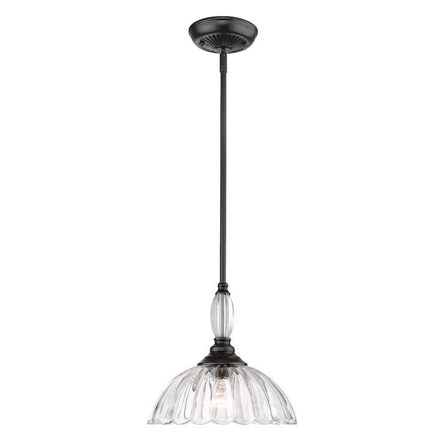 Golden Lighting Audra 1-Light Pendant, Matte Black/Clear Glass - 6952-MBLK-CLR