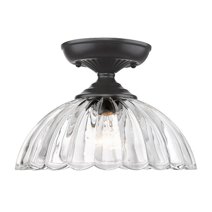 Golden Lighting Audra 1-Light Semi Flush Mount, Black/Clear - 6952-SFBLK-CLR