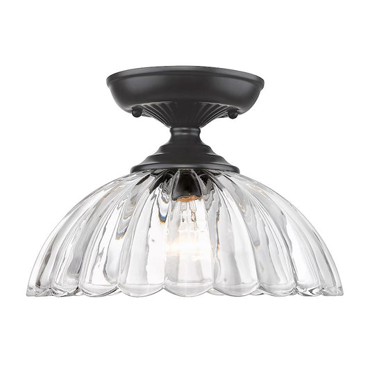 Golden Lighting Audra 1-Light Semi Flush Mount, Black/Clear - 6952-SFBLK-CLR