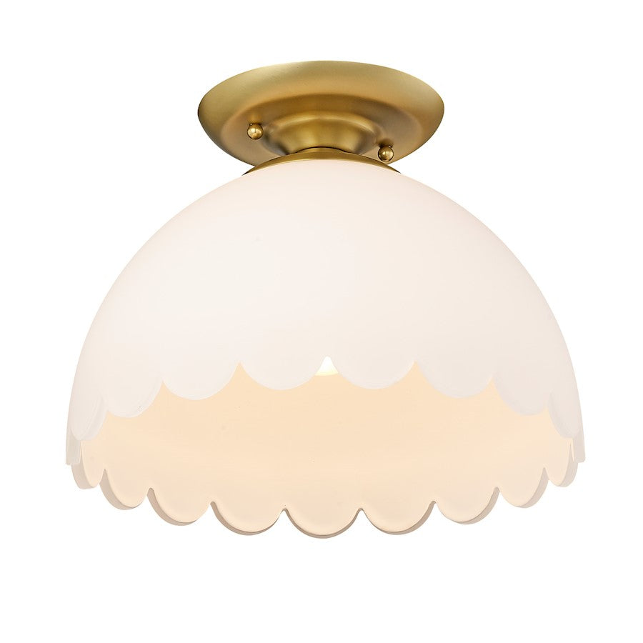 Golden Lighting Dorinda Semi-Flush Mount, Bronze/Opal