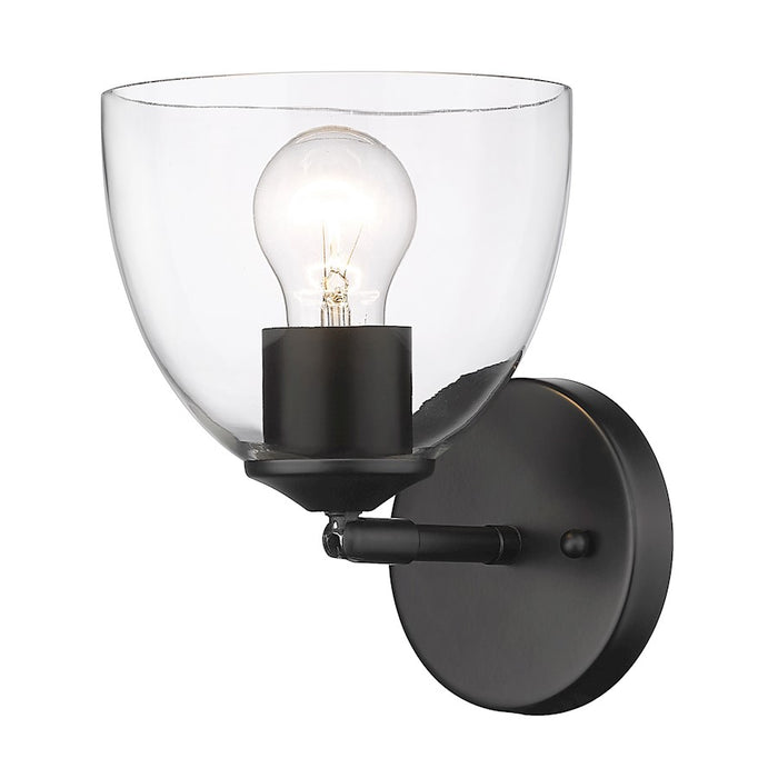 Golden Lighting Roxie 1 Light Wall Sconce, Black/Clear