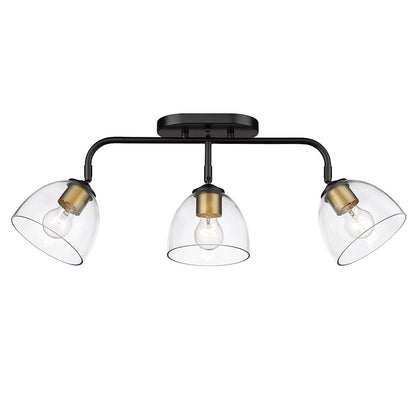 Golden Lighting Roxie 3 Light Semi-Flush, Black/Clear