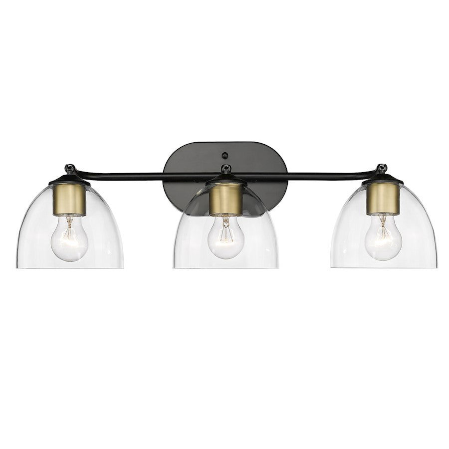 Golden Lighting Roxie 3 Light Semi-Flush, Black/Clear