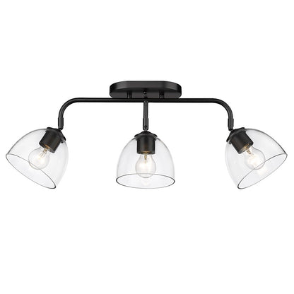 Golden Lighting Roxie 3 Light Semi-Flush, Black/Clear