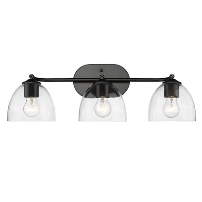 Golden Lighting Roxie 3 Light Semi-Flush, Black/Clear