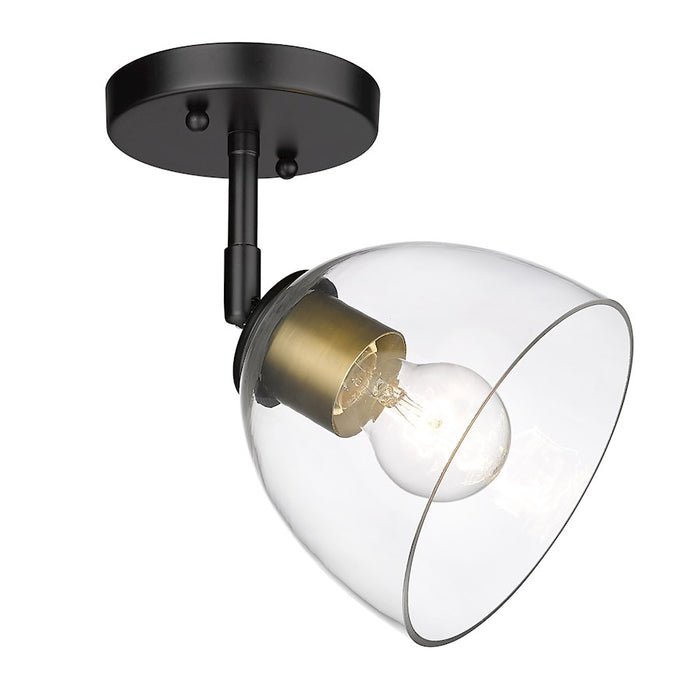Golden Lighting Roxie 1 Light Semi-Flush, Black/BZ/Clear - 6958-SFBLK-BCB-CLR