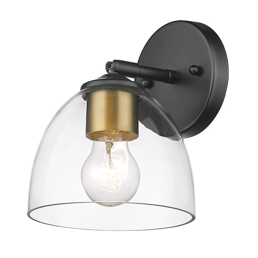 Golden Lighting Roxie 1 Light Semi-Flush, Black/Clear