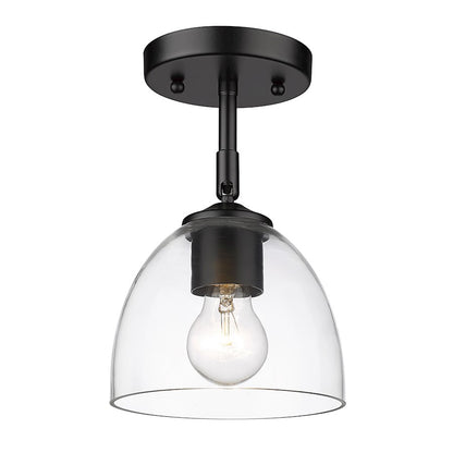 Golden Lighting Roxie 1 Light Semi-Flush, Black/Clear