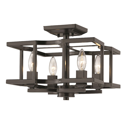 Golden Lighting Bellare Semi-Flush, Matte Black - 7151-SFBLK