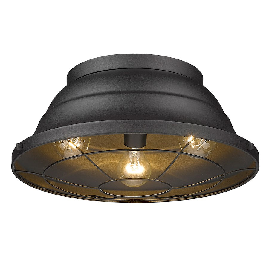 Golden Lighting Bartlett 3 Light Outdoor Flush Mount, Natural Black - 7316-OFMNB