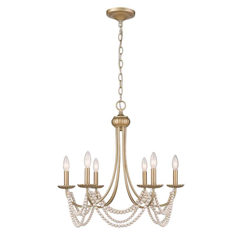 Golden Lighting Serafina 6 Light Chandelier, Golden Aura - 7646-6GA