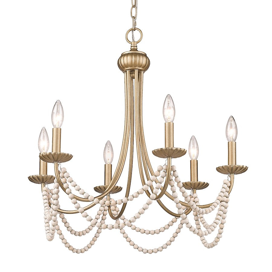 6 Light Chandelier, Golden Aura