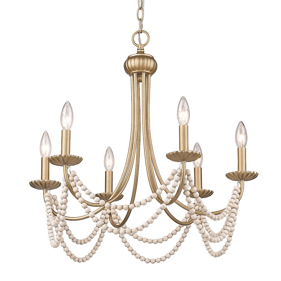 6 Light Chandelier, Golden Aura