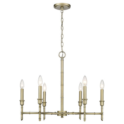 6 Light Chandelier, White Gold