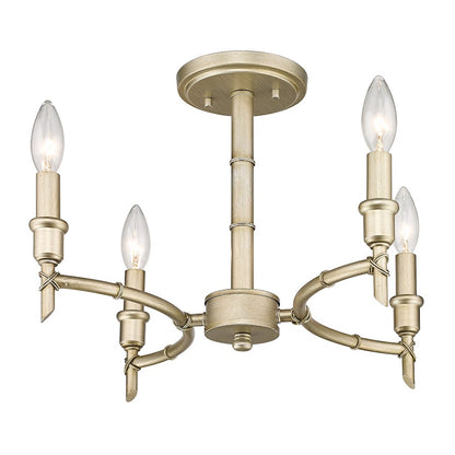 Golden Lighting Cambay 4 Light Semi-Flush Mount, White Gold