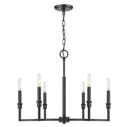 6 Light Chandelier, Matte Black