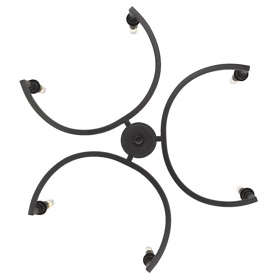 6 Light Chandelier, Matte Black