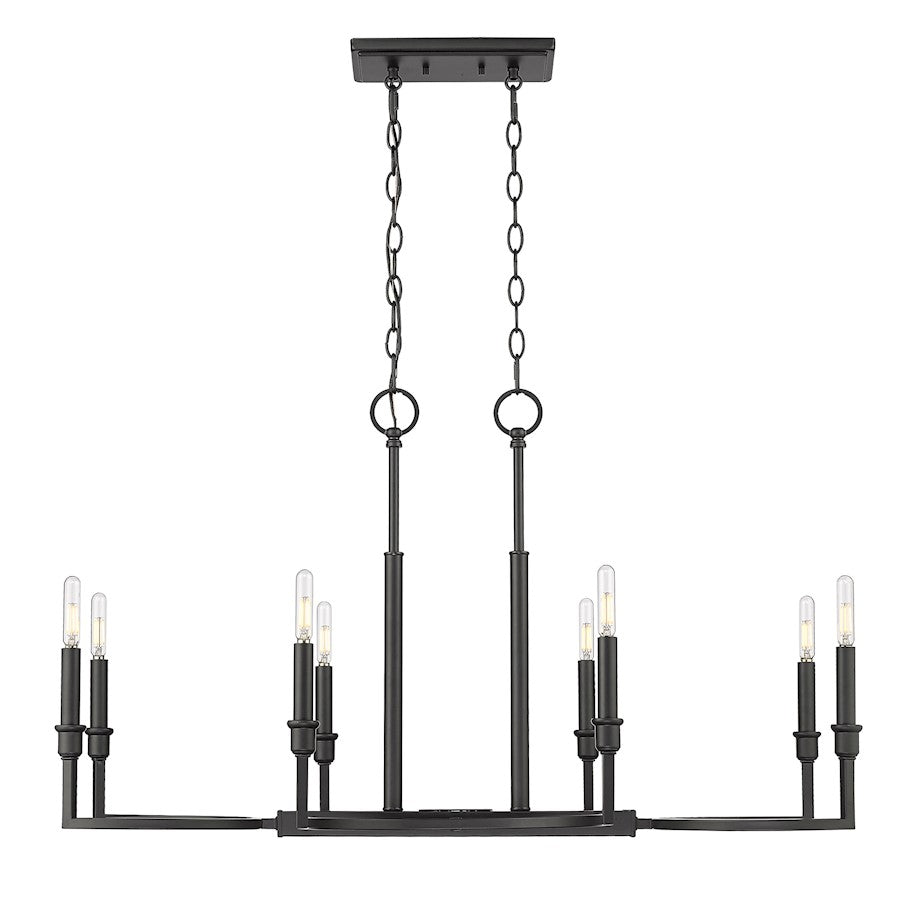 8 Light Linear Pendant, Matte Black