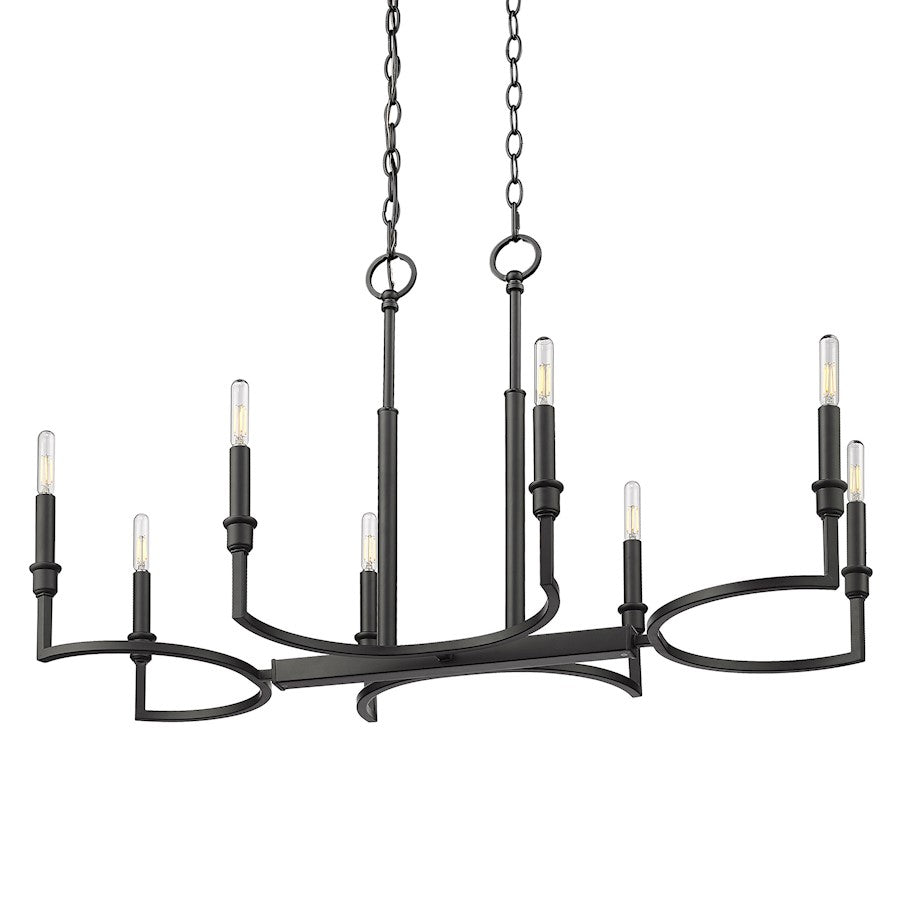 8 Light Linear Pendant, Matte Black