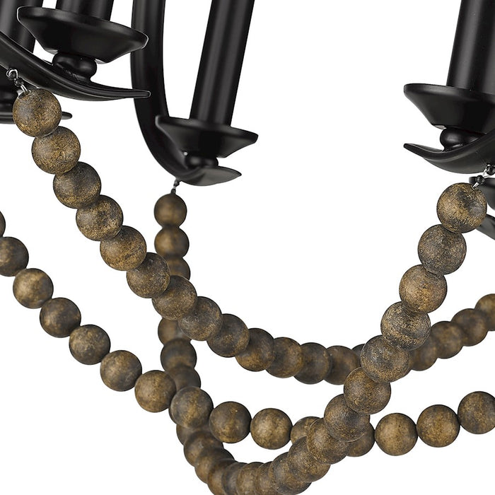Golden Lighting Flori Pendant, Black/Espresso Wood Beads