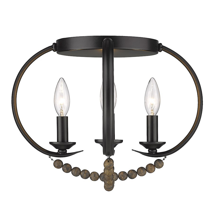 Golden Lighting Flori 4 Light Flush Mount, Black/Espresso Beads