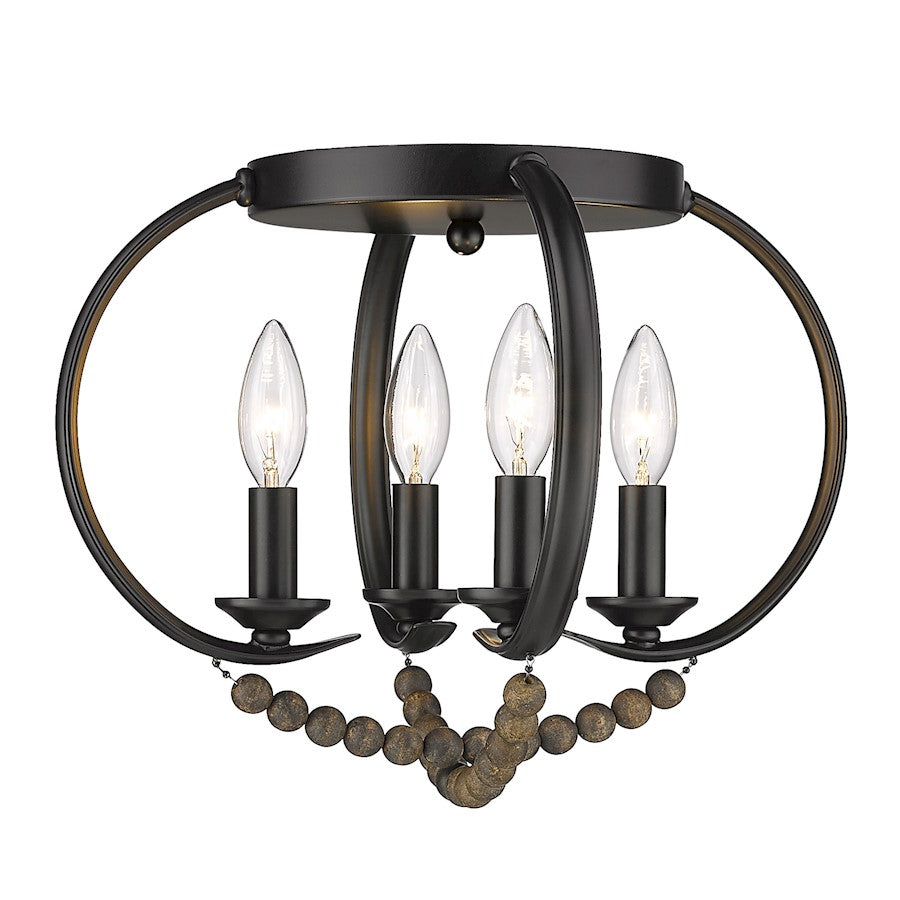 Golden Lighting Flori 4 Light Flush Mount, Black/Espresso Beads