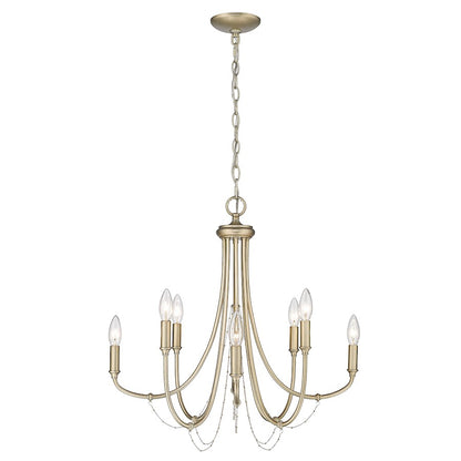 8 Light Chandelier, White Gold