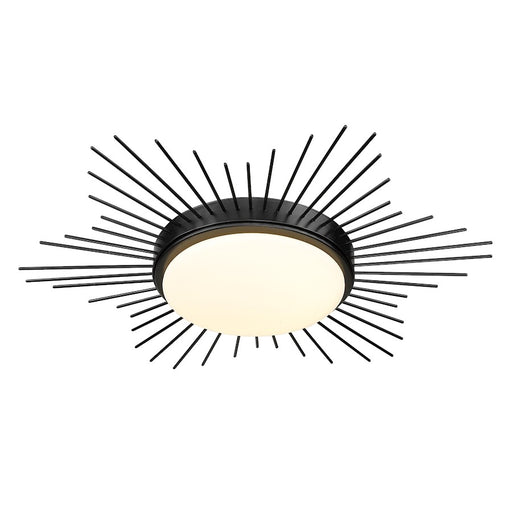 Golden Lighting Kieran 1-Light Flush Mount, Black/Opal Glass - 9126-FM18BLK-OP