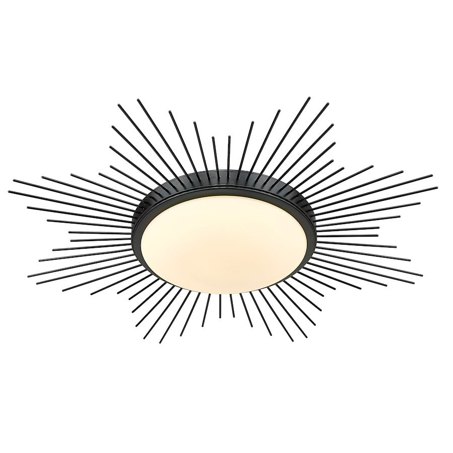 Golden Lighting Kieran 1 Light 24" Flush Mount, Black/Opal - 9126-FM24BLK-OP