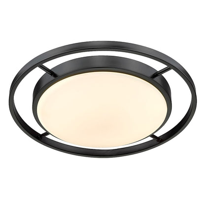 Golden Lighting Astra 1 Light Flush Mount, Black/Opal