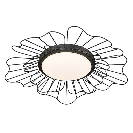 Golden Lighting Yasmin 1 Light Flush Mount, Natural Black/Opal - 9132-FM24NB-OP