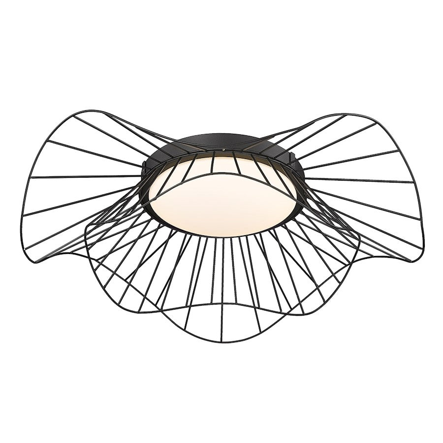 Golden Lighting Elena 1 Light Flush Mount, Natural Black/Opal - 9136-FM24NB-OP