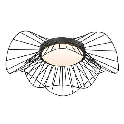 Golden Lighting Elena 1 Light Flush Mount, Natural Black/Opal - 9136-FM24NB-OP