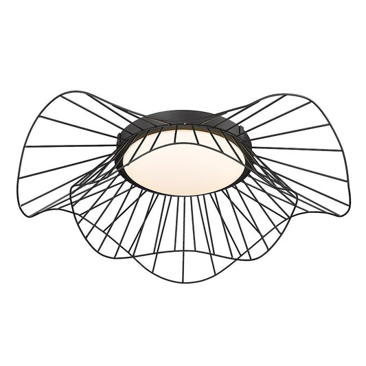 Golden Lighting Elena 1 Light Flush Mount, Natural Black/Opal - 9136-FM24NB-OP